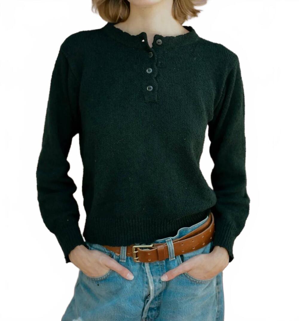 NEW EMMA ROTHKOPF ski henley sweater in noir